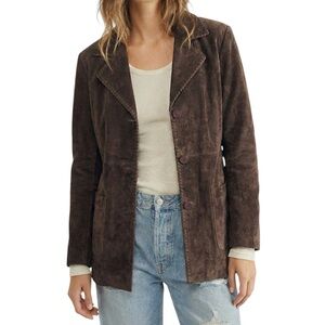 Vintage UTEX Dark Brown Suede Leather Blazer Jacket XL